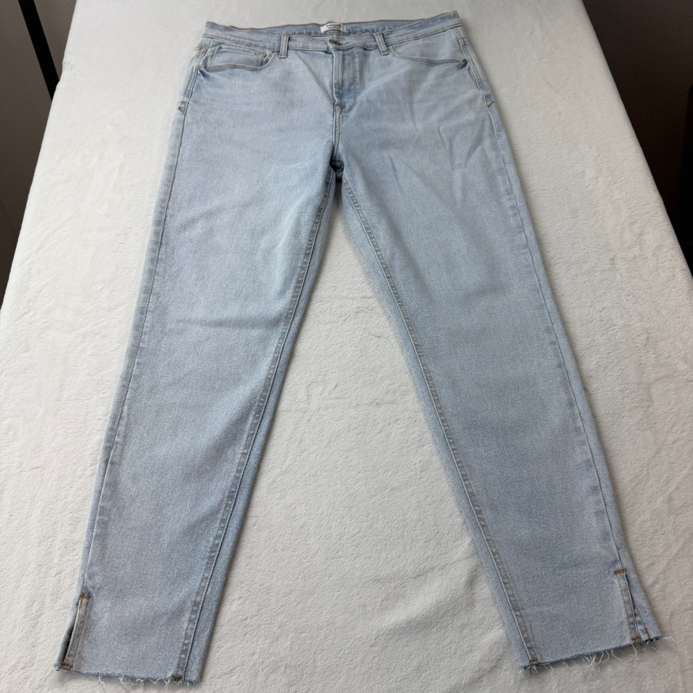 Kensie Jean The Kelsey Skinny Women 12/31 Light Blue Good High Rise Raw Hem Slit
